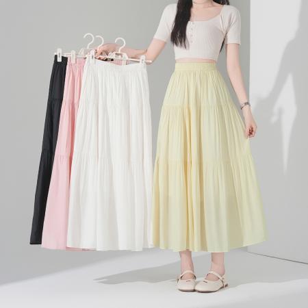 BY18076# 半身裙女韩版a字裙高腰显瘦拼接蛋糕裙百搭中长款裙子 服裝批發女裝批發服飾貨源