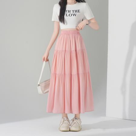 BY18076# 半身裙女韩版a字裙高腰显瘦拼接蛋糕裙百搭中长款裙子 服裝批發女裝批發服飾貨源