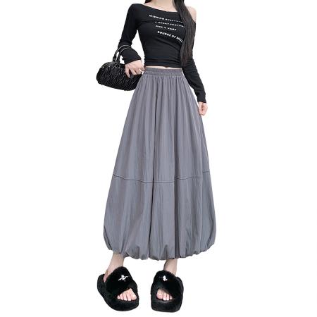 BY18077# 春夏季新款设计感多色纯色花苞裙中长裙a字高腰显瘦半身裙百搭女 服裝批發女裝批發服飾貨源