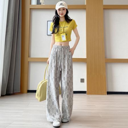 BY18088# 冰丝裤棉麻阔腿裤女春夏薄款波西米亚复古印花亚麻山本 服裝批發女裝批發服飾貨源