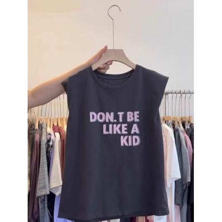 BY18099# 新款小个子网红减龄洋气字母印花无袖t恤短裤两件套装女夏季 服裝批發女裝批發服飾貨源