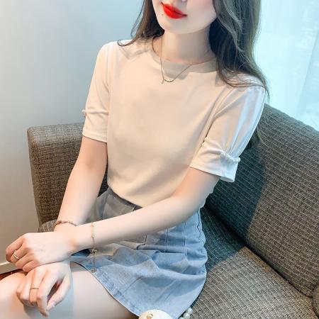 BY18103# 夏季新款T恤圆领套头简约百搭休闲标准 服裝批發女裝批發服飾貨源