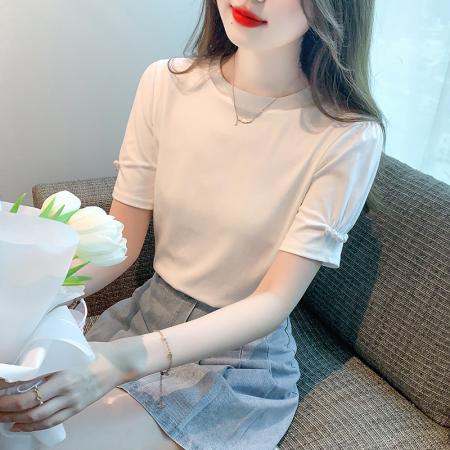 BY18103# 夏季新款T恤圆领套头简约百搭休闲标准 服裝批發女裝批發服飾貨源