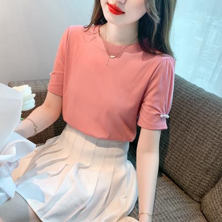 BY18103# 夏季新款T恤圆领套头简约百搭休闲标准 服裝批發女裝批發服飾貨源