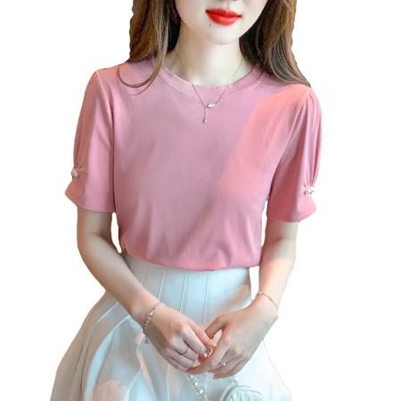 BY18103# 夏季新款T恤圆领套头简约百搭休闲标准 服裝批發女裝批發服飾貨源