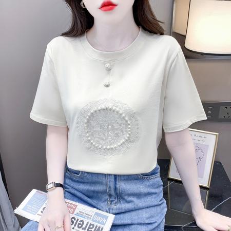 BY18108# 夏季新款淑女T恤圆领标准单排扣 服裝批發女裝批發服飾貨源