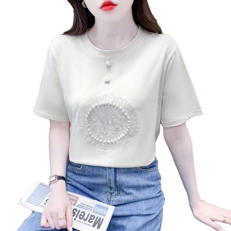 BY18108# 夏季新款淑女T恤圆领标准单排扣 服裝批發女裝批發服飾貨源