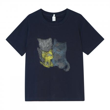 BY18137# 纯棉韩版卡通猫咪短袖t恤女夏季大码胖MM洋气减龄宽松上衣  服裝批發女裝批發服飾貨源