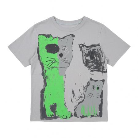 BY18139# 撞色印花短袖t恤女夏季新款大码胖mm设计感复古显瘦港风上衣  服裝批發女裝批發服飾貨源