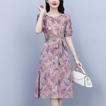 BY18153# 阔太太夏季时尚连衣裙新款气质减龄遮肚显瘦裙子  服裝批發女裝批發服飾貨源