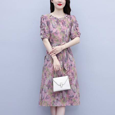 BY18153# 阔太太夏季时尚连衣裙新款气质减龄遮肚显瘦裙子  服裝批發女裝批發服飾貨源