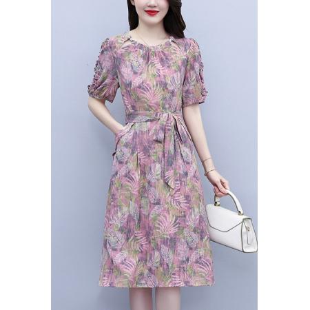 BY18153# 阔太太夏季时尚连衣裙新款气质减龄遮肚显瘦裙子  服裝批發女裝批發服飾貨源