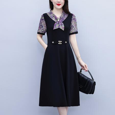 BY18155# 大码女装夏季新款韩版假两件超修身简约拼接连衣裙  服裝批發女裝批發服飾貨源