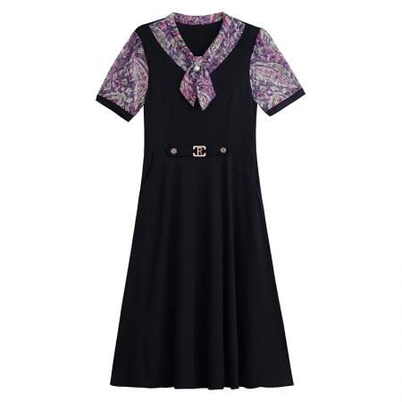 BY18155# 大码女装夏季新款韩版假两件超修身简约拼接连衣裙  服裝批發女裝批發服飾貨源