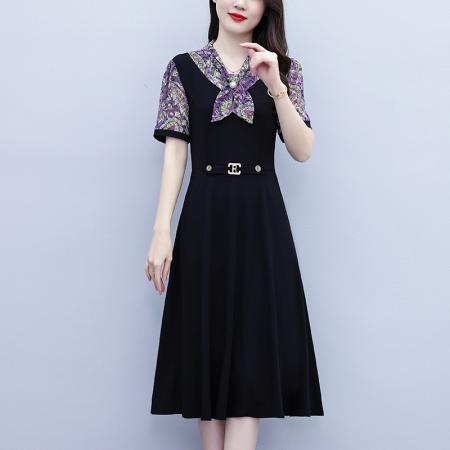 BY18155# 大码女装夏季新款韩版假两件超修身简约拼接连衣裙  服裝批發女裝批發服飾貨源