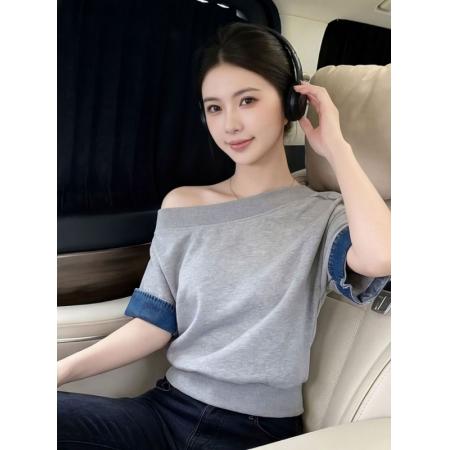 BY18171# 夏季短袖t恤女新款独特漂亮不撞款巨好看的高端小资小上衣  服裝批發女裝批發服飾貨源