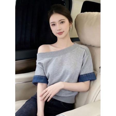 BY18171# 夏季短袖t恤女新款独特漂亮不撞款巨好看的高端小资小上衣  服裝批發女裝批發服飾貨源