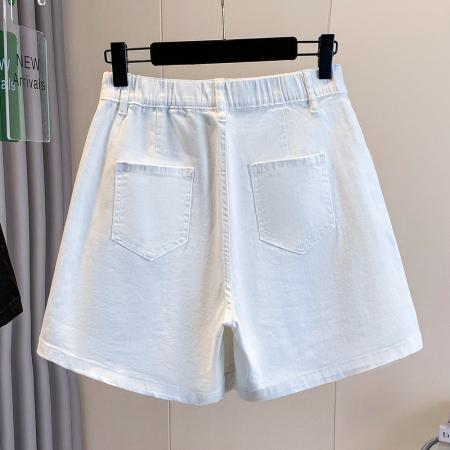 BY18178# 夏款大码宽松弹力休闲欧版牛仔短裙裤胖MM高腰阔腿短裤A字裙  服裝批發女裝批發服飾貨源