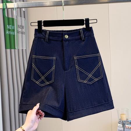 BY18179# 夏新款大码宽松A字天丝牛仔薄款四分短裤胖MM阔腿显瘦女热裤  服裝批發女裝批發服飾貨源