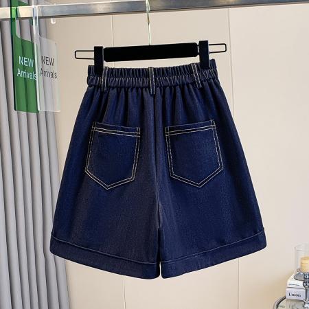 BY18179# 夏新款大码宽松A字天丝牛仔薄款四分短裤胖MM阔腿显瘦女热裤  服裝批發女裝批發服飾貨源