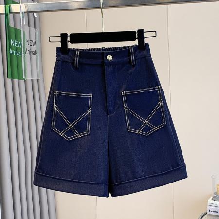 BY18179# 夏新款大码宽松A字天丝牛仔薄款四分短裤胖MM阔腿显瘦女热裤  服裝批發女裝批發服飾貨源