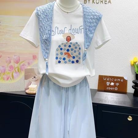 BY18204# 这也太漂亮了韩国棉质春夏洋气正肩天丝棉短袖上衣单件  服裝批發女裝批發服飾貨源