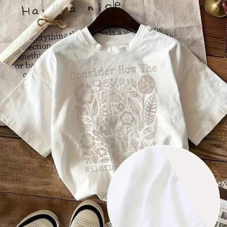 BY18207# 欧美风减龄洋气印花个性潮流宽松百搭气质复古100%纯棉短袖T恤女  服裝批發女裝批發服飾貨源