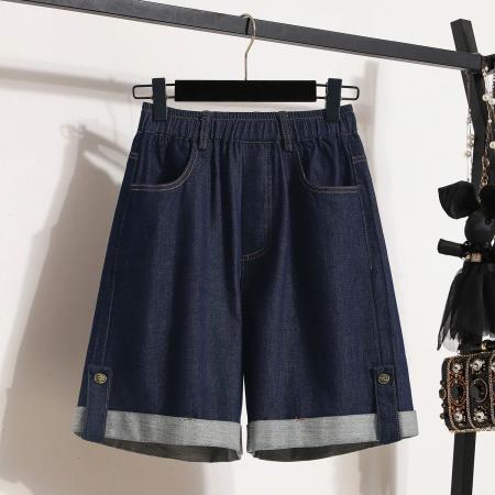 BY18212# 天丝牛仔短裤女夏季薄款高腰显瘦五分裤胖mm大码宽松冰丝阔腿中裤  服裝批發女裝批發服飾貨源