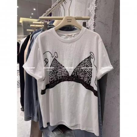 BY18214# 纯棉大码韩版创意印花短袖t恤女春夏新款宽松显瘦时尚上衣女  服裝批發女裝批發服飾貨源