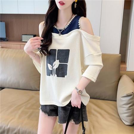 BY18219# 露肩T恤小个...