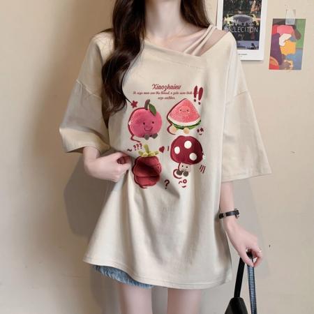 BY18220# 重工破洞亮片T恤女夏季设计感小众宽松显瘦短袖上衣ins潮牌辣妹风  服裝批發女裝批發服飾貨源