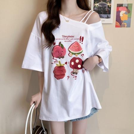 BY18220# 重工破洞亮片T恤女夏季设计感小众宽松显瘦短袖上衣ins潮牌辣妹风  服裝批發女裝批發服飾貨源
