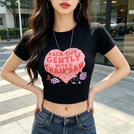 BY18231# 纯棉修身短款T恤女短袖  服裝批發女裝批發服飾貨源