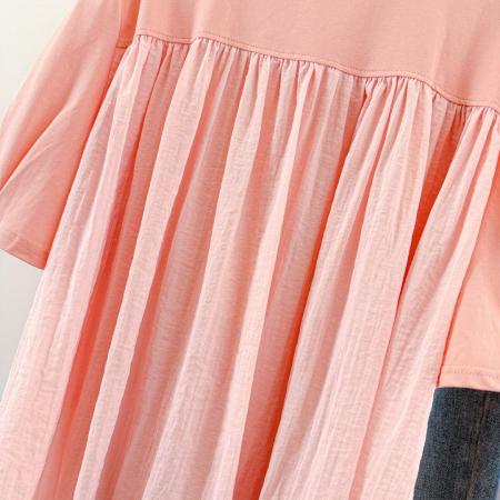 BY18242# 大码胖mm粉色短袖T恤女休闲百搭宽松显瘦大码女装上衣夏季  服裝批發女裝批發服飾貨源