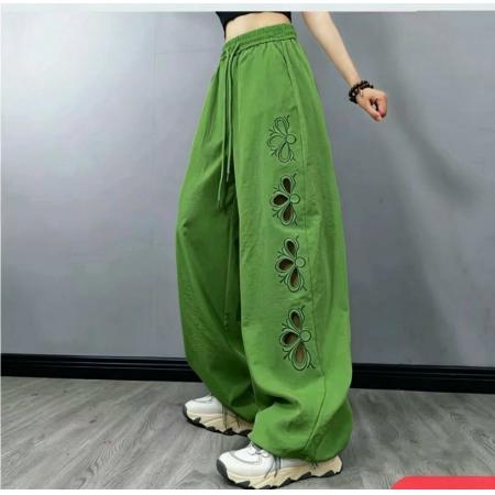 BY18243# 夏季新款刺绣镂空弯刀裤女重工速干拽步舞拉风舞蹈运动裤  服裝批發女裝批發服飾貨源