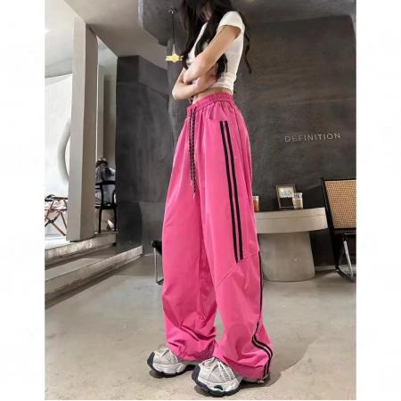 BY18244# 夏新运动裤女美式错位条纹设计防晒休闲裤两穿  服裝批發女裝批發服飾貨源