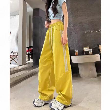 BY18244# 夏新运动裤女美式错位条纹设计防晒休闲裤两穿  服裝批發女裝批發服飾貨源