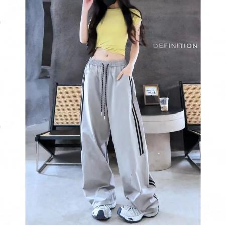 BY18244# 夏新运动裤女美式错位条纹设计防晒休闲裤两穿  服裝批發女裝批發服飾貨源