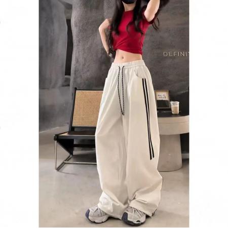 BY18244# 夏新运动裤女美式错位条纹设计防晒休闲裤两穿  服裝批發女裝批發服飾貨源