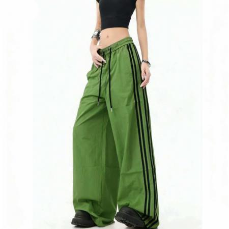 BY18245# 夏季新款美式宽松运动裤侧条纹阔腿休闲速干女裤  服裝批發女裝批發服飾貨源