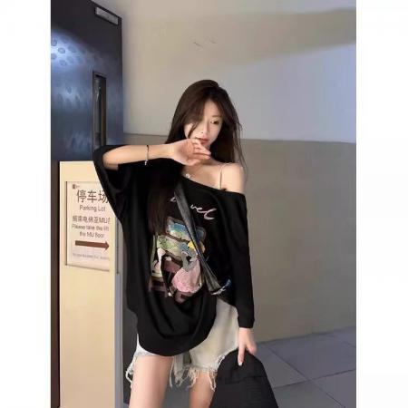 BY18260# 大码休闲短袖T恤女新款夏季设计感印花体恤胖MM宽松显瘦上衣  服裝批發女裝批發服飾貨源