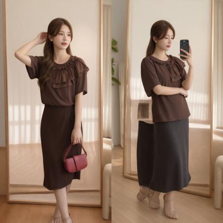 BY18270# 欧货大码荷叶边短袖T恤女夏新款宽松遮肉正肩休闲上衣ins  服裝批發女裝批發服飾貨源