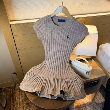 BY18283# 夏季小个子穿搭灰色麻花圆领纯欲风短袖针织连衣裙女  服裝批發女裝批發服飾貨源