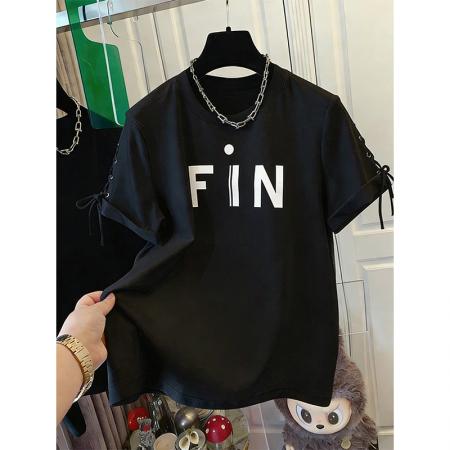 BY18309# 夏季仿棉特大码300斤新款爆款绑带上衣宽松短袖T恤女  服裝批發女裝批發服飾貨源