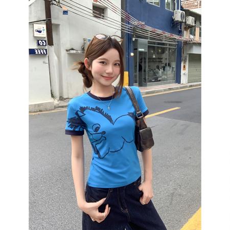 BY18325# 卡通印花撞色...