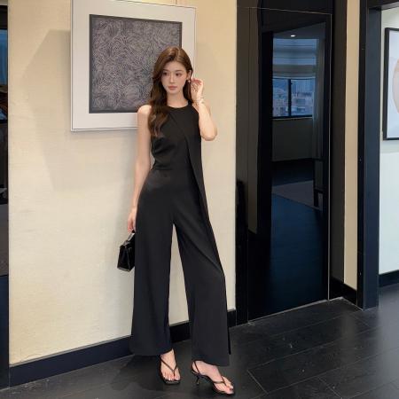 BY18359# 晚礼服女宴会气质轻奢小众高端女装晚宴黑色连体裤  服裝批發女裝批發服飾貨源