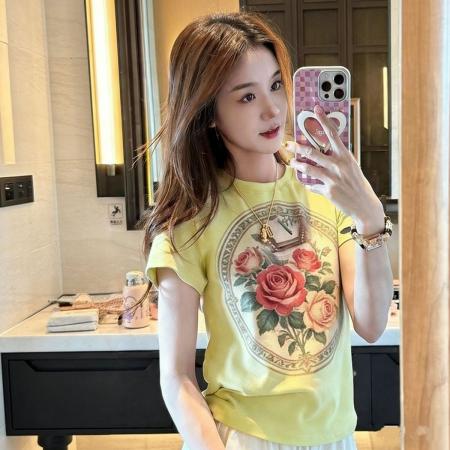 BY18364# 多巴胺新款爆款正肩休闲纯棉短袖T恤夏季气质遮肚子显瘦上衣 服裝批發女裝批發服飾貨源