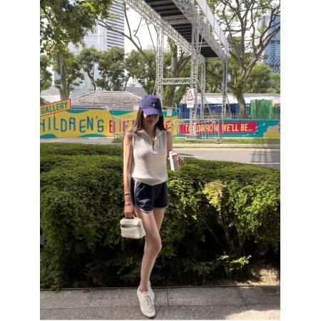 BY18375# 爆款夏季新款百搭时尚洋气高领拉链松弛感镂空针织背心上衣 服裝批發女裝批發服飾貨源