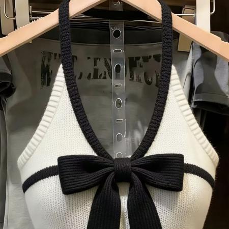 BY18381# 新款法式蝴蝶结设计吊带针织背心无袖上衣修身辣妹短款chic打底衫 服裝批發女裝批發服飾貨源