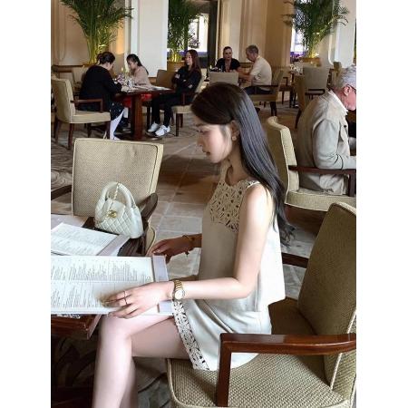 BY18384# 气质小香风时尚套装女夏季新款洋气显瘦无袖背心高腰半身裙潮 服裝批發女裝批發服飾貨源